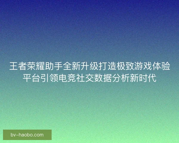 王者荣耀助手全新升级打造极致游戏体验平台引领电竞社交数据分析新时代