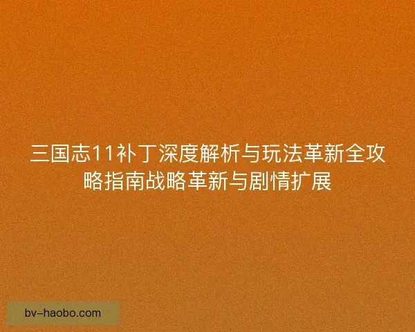 三国志11补丁深度解析与玩法革新全攻略指南战略革新与剧情扩展