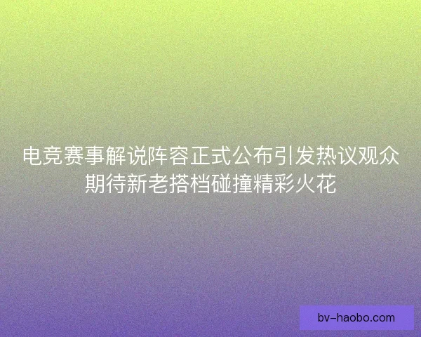 电竞赛事解说阵容正式公布引发热议观众期待新老搭档碰撞精彩火花